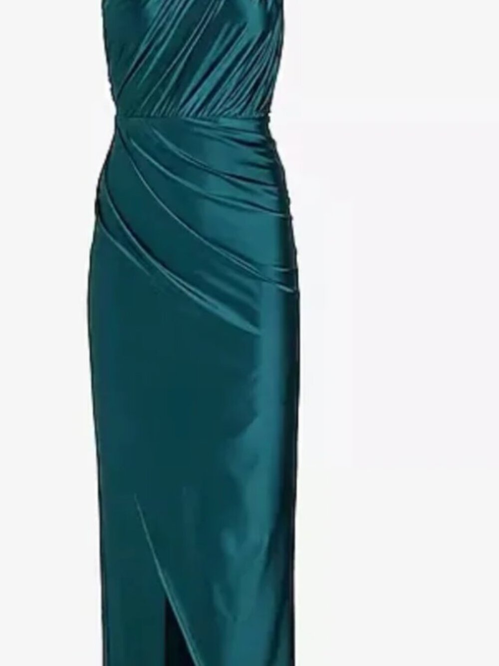 Express One Shoulder Satin Asymmetrical Midi Dress Medium Teal
